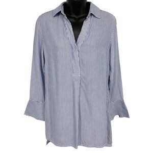 Beach Lunch Lounge Alicia Stripe Blouse Extra Small Cornflower V-Neck New